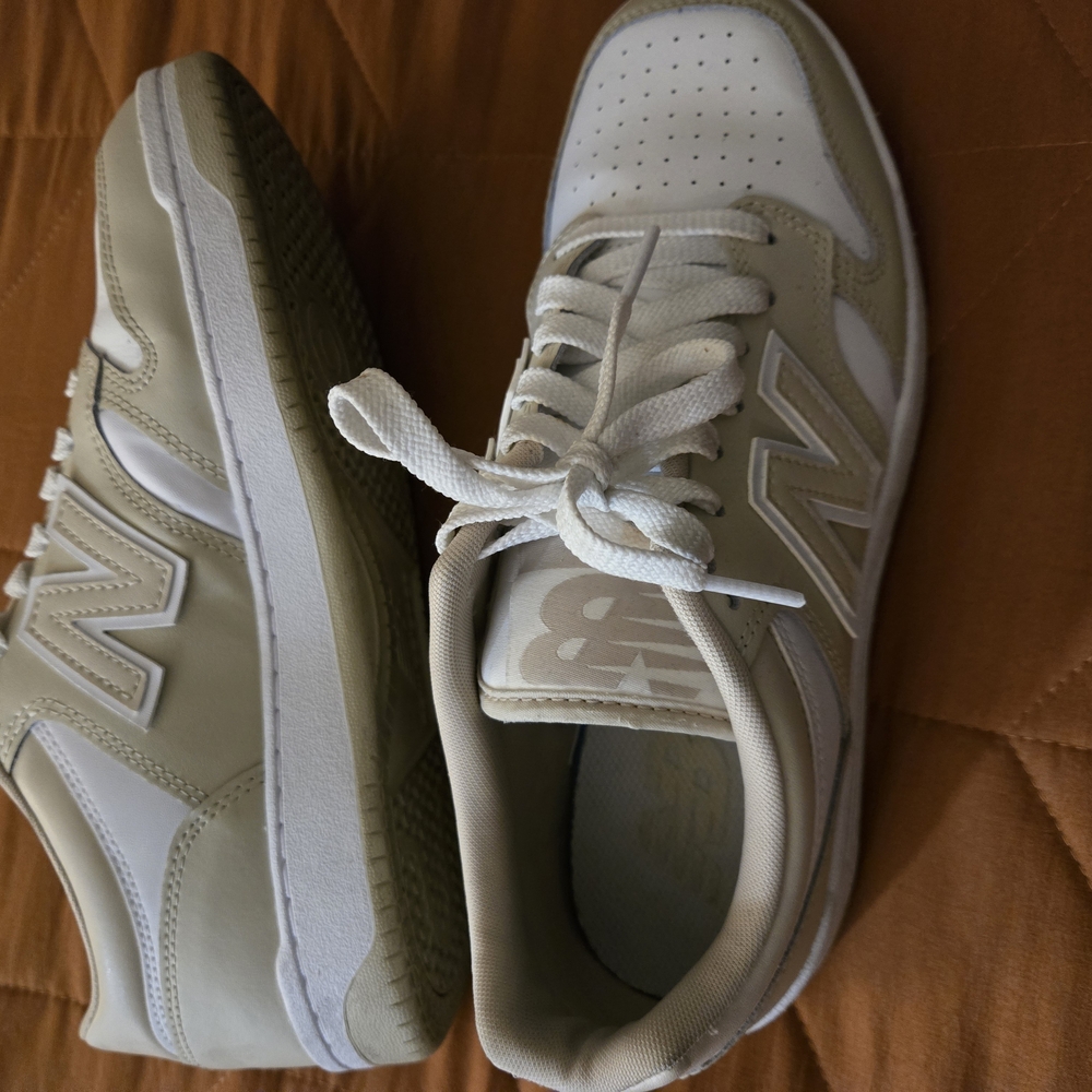 White and Tan Sneakers